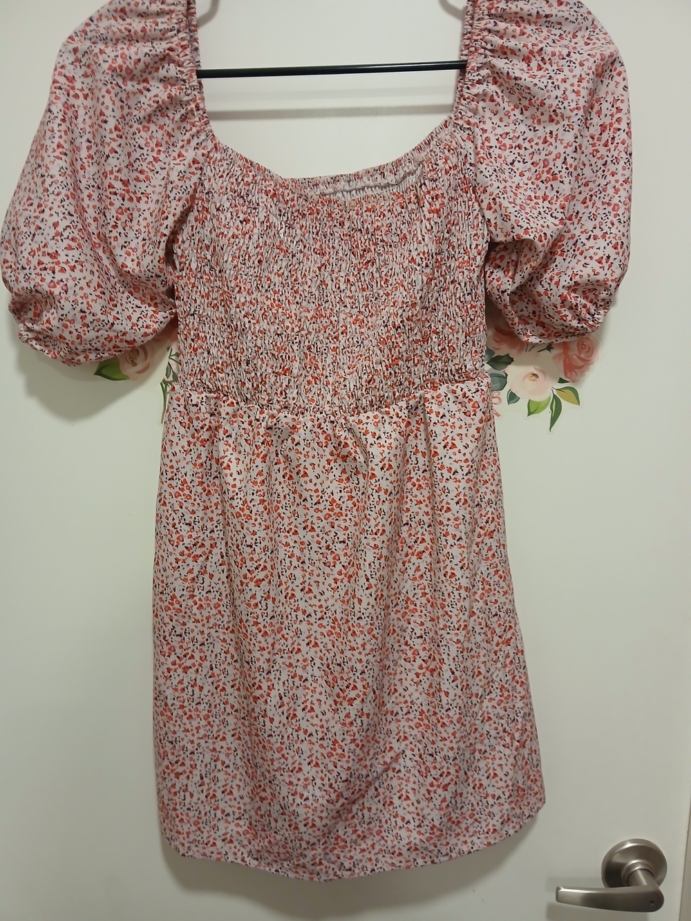 Floral Puff-Sleeve Smocked Mini Dress - Pink